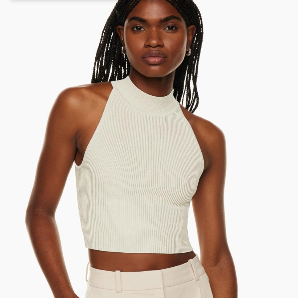 Aritzia Babaton Sculpt Knit Mockneck Halter Top XS